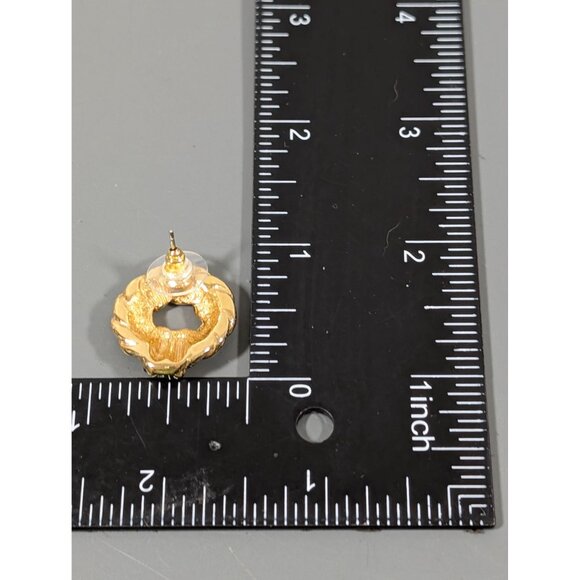 Vintage Monet Gold Tone Door Knocker Style Round Classic Pierced Earrings - Picture 7 of 7